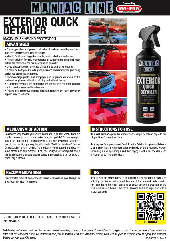 Maniac Line - EXTERIOR QUICK DETAILER 500ml