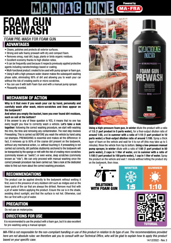 Maniac Line - FOAM GUN PREWASH 1L