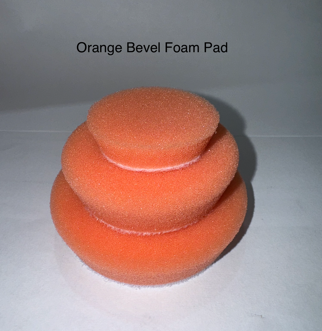 ShineMate Orange Bevel Polishing Foam Pads – stacked sizes (27mm–78mm)