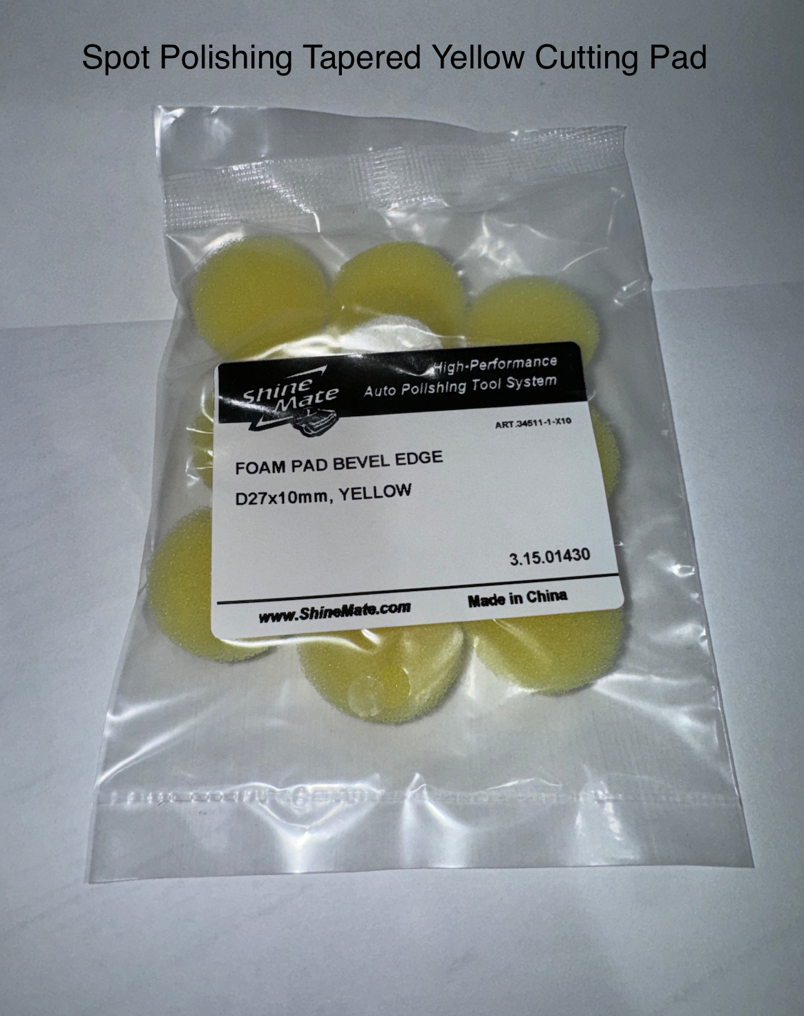 ShineMate Yellow Bevel Foam Pad – 27mm single pack with label