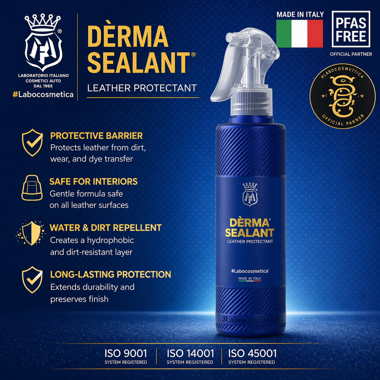 Labocosmetica DERMA SEALANT Leather Protectant Coating | Invisible Breathable Barrier Resists Liquids | 250ML