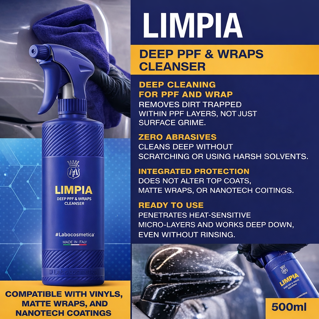 Labocosmetica LIMPIA Deep PPF & Wraps Surface Cleanser | Zero Solvents & Zero Abrasives | No-Rinse Film-Safe Cleaning | 500ML