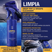 Labocosmetica LIMPIA Deep PPF & Wraps Surface Cleanser | Zero Solvents & Zero Abrasives | No-Rinse Film-Safe Cleaning | 500ML