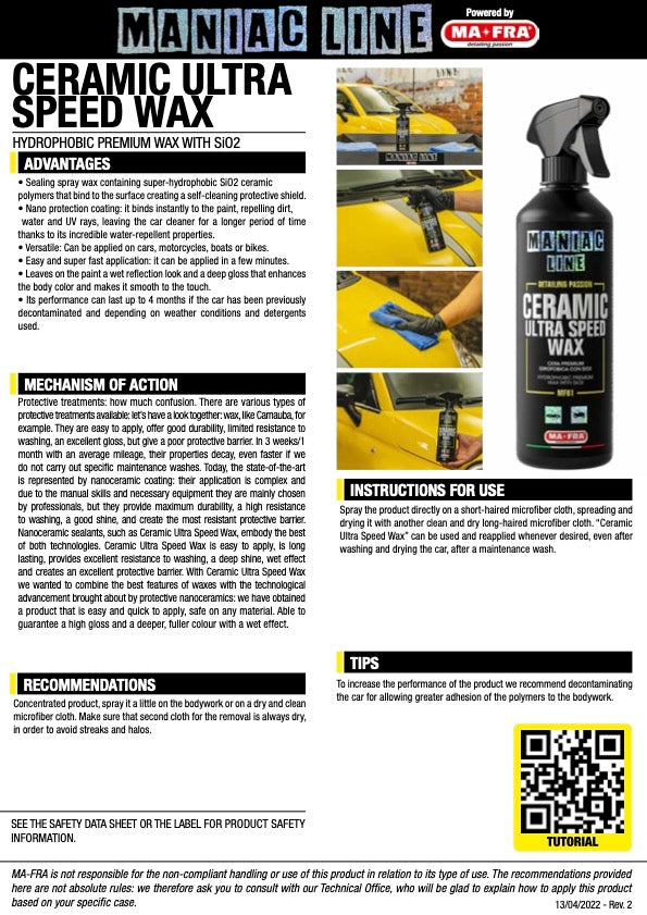 Maniac Line - CERAMIC ULTRA SPEED WAX 500ml – Parks Car Care