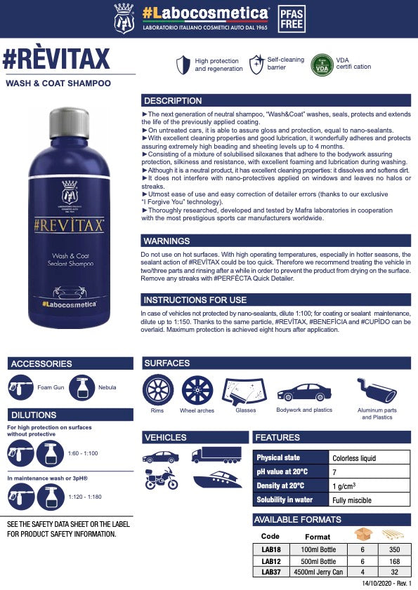 Labocosmetica - REVITAX - Wash & Coat Shampoo