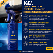 Labocosmetica IGEA Quick Refresh Interior Cleanser | Fast Wipe for Dashboards Trims Touchscreens & Plastics | 500ML