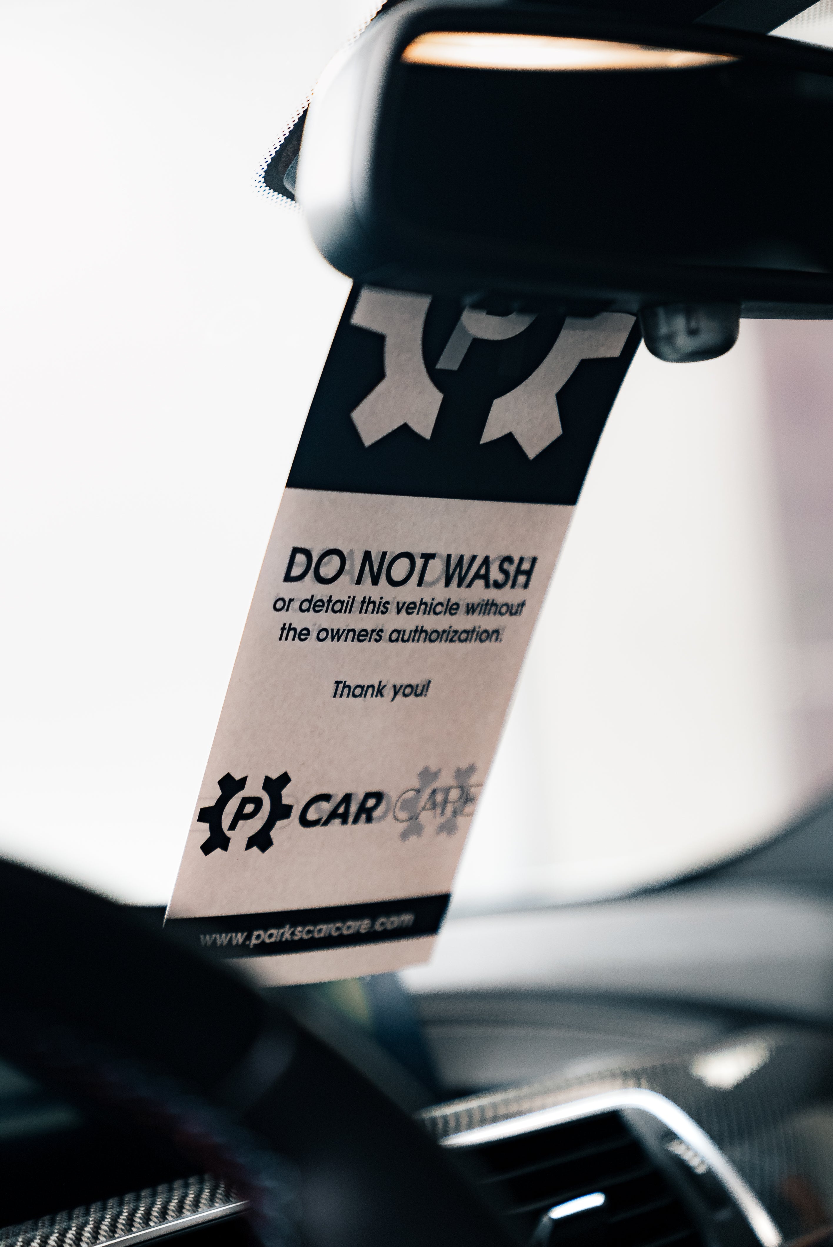 Do Not Wash Mirror Hanger - Parks Car Care 